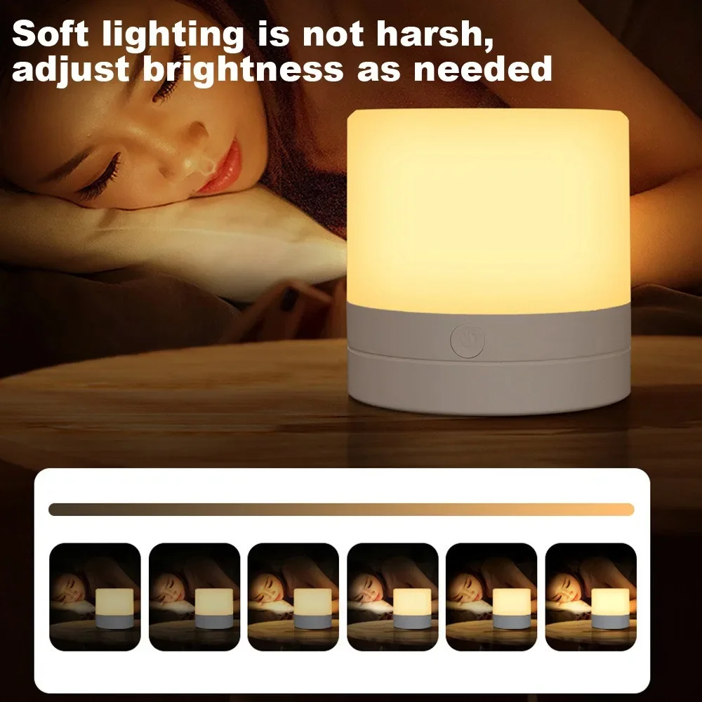 7 Colours LED Touch Night Light  1200mAh USB Rechargeable Bedside Touch Dimmable Atmosphere Lamp for outdoor bedroom office