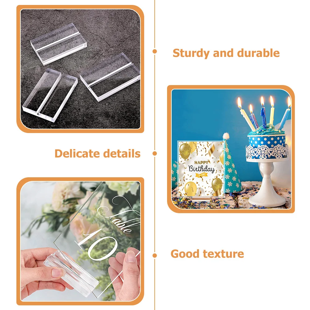 

6pcs Acrylic Card Stands Desktop Sign Holders Transparent Table Number Holder Multi-Function Card Supply Design Smooth