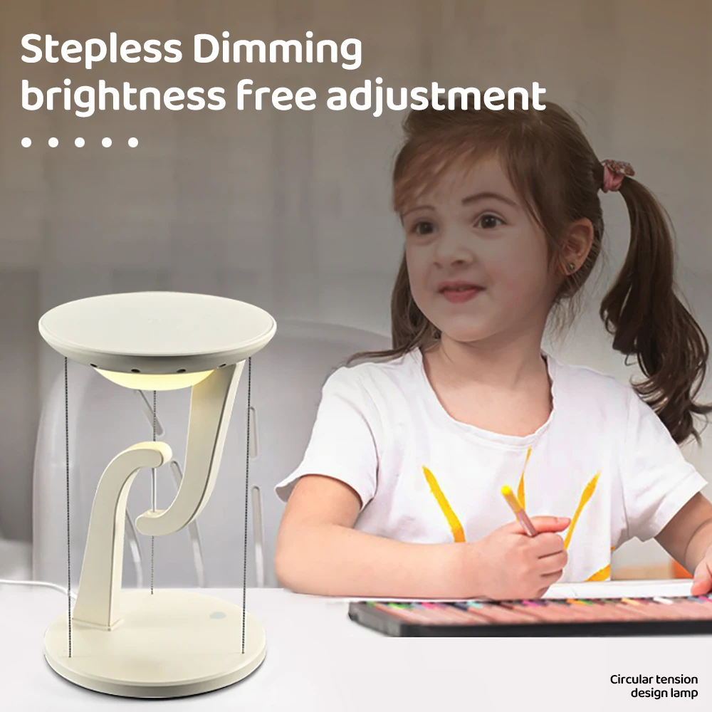 LED Night Light Multi-functional Desk Lamp with 15W Wireless Charger for iPhone Samsung Touch Switch Stepless Dimming Night Lamp