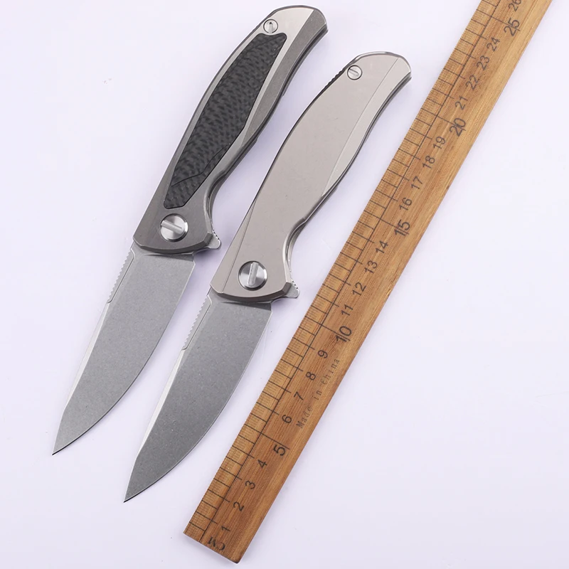 

New M390 blade titanium alloy+carbon fiber portable camping outdoor survival EDC fruit fishing collection tool knife