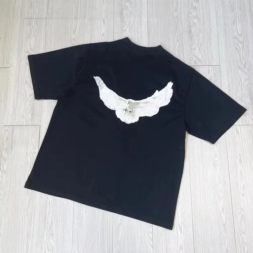 Frog Drift Kanye West Streetwear Vintage YZY DOVE DONDA Loose Ovesized Pigeon Print T-shirt Tops for Men Women Oversized T-shirt