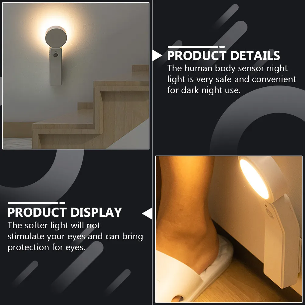 

1Set Premium ABS Aluminum Alloy Human Body Induction Night Light with Wide Angle 5M Front Side Sensing for Bedroom Stairs