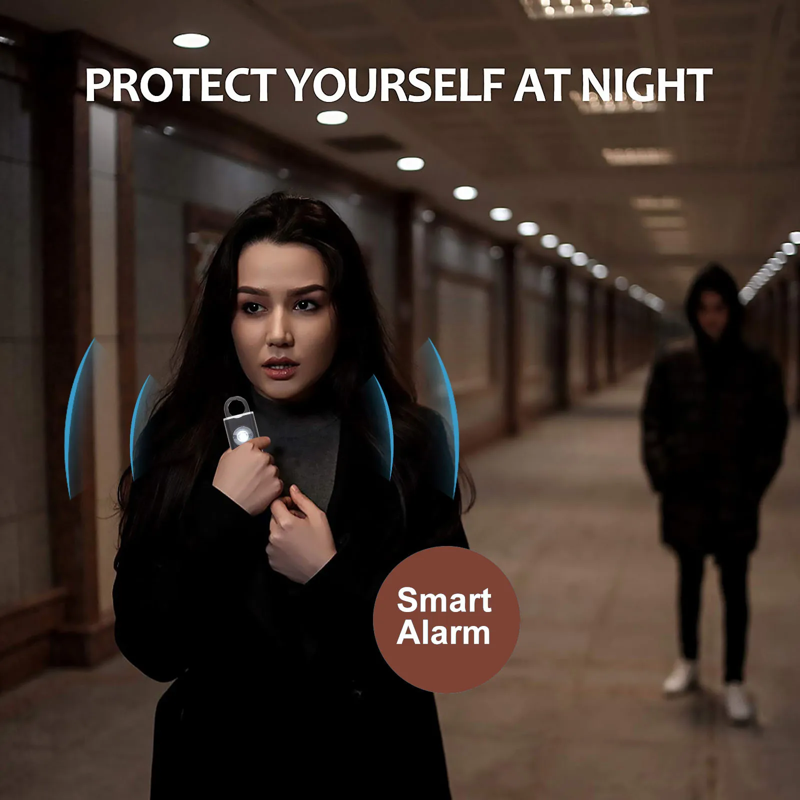 Portachiavi con allarme personale Allarme di sicurezza ricaricabile per donne Bambini anziani 130 dB ad alto volume con luce LED di emergenza