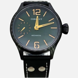 Corgeut 44M Men's Watch Seagull ST36 Winding Mechanical Movement Sapphire Glass 316L Stainless Steel Black Case Fashion Luminous