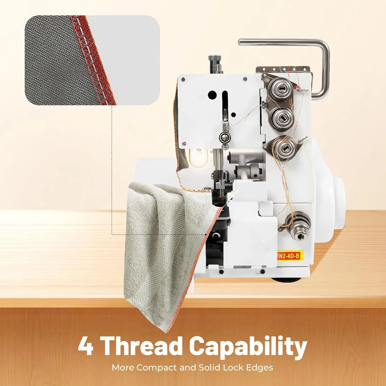 4 Thread Overlock Sewing Machine Professional Serger Overlock Machine, 1200SPM Serger Sewing Machine with Adjustable Stitch, LED Light & Foot Controller for Cotton Silk Denim