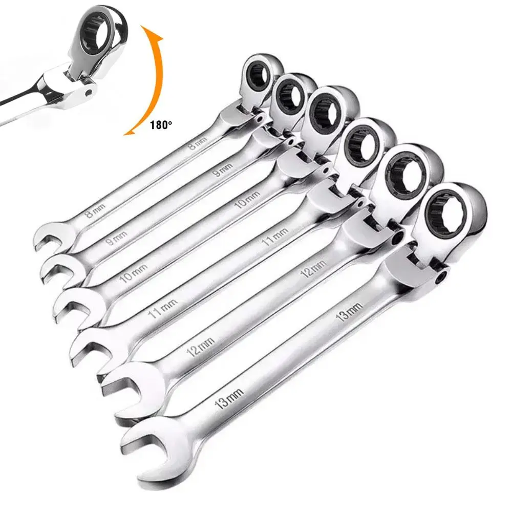 Car Repair Dual Heads Dual Heads Ratchet Wrench Quick Release 72 Teeth Reversible Ratchet Spanner 6-22mm Nut Tools