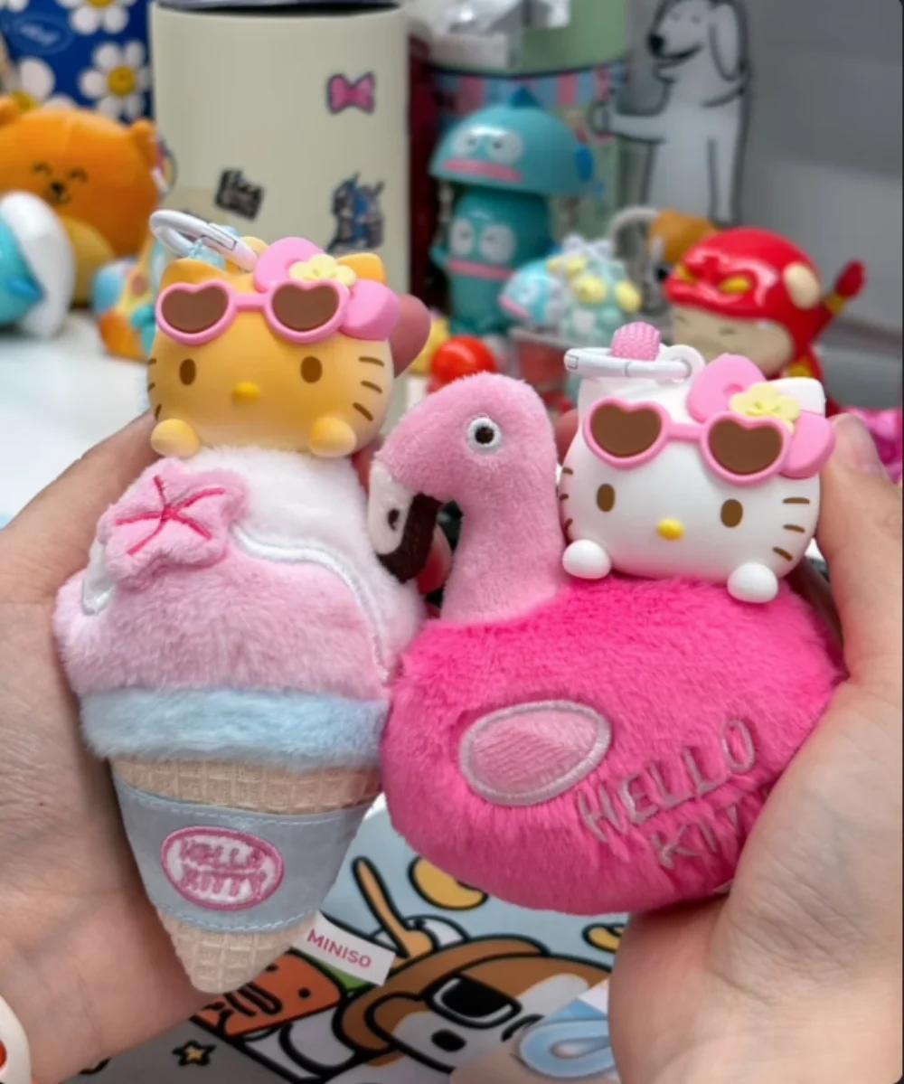 ハローキティ夏黒肌シリーズブラインドボックス太陽に敏感な色が変わるアロマチャームペンダント収集可能な漫画アニメ人形 K