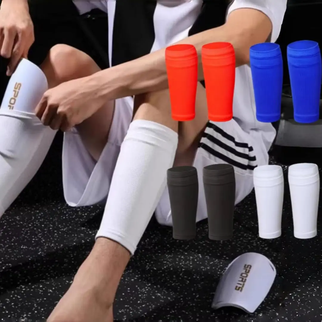 2in1 Men's Soccer Shin Guards Set Double-Layer Breathable Calf Sleeves with Hard Insert Pads for Football Training ﻿