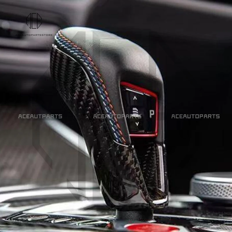 Dry Carbon Fiber For BMW M2 G87 M3 G80 M4 G82 G83 Real Dry Gear Shift Knob Cover Panel Decorative Car Interior Accessories