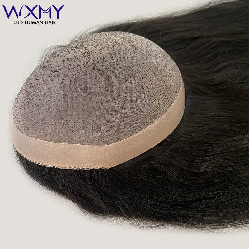 

Customized Toupee Men Fine Mono Base Male Hair Prosthesis Natural Human Hair Long Wig For Men Durable Capillary Man Wig Systems