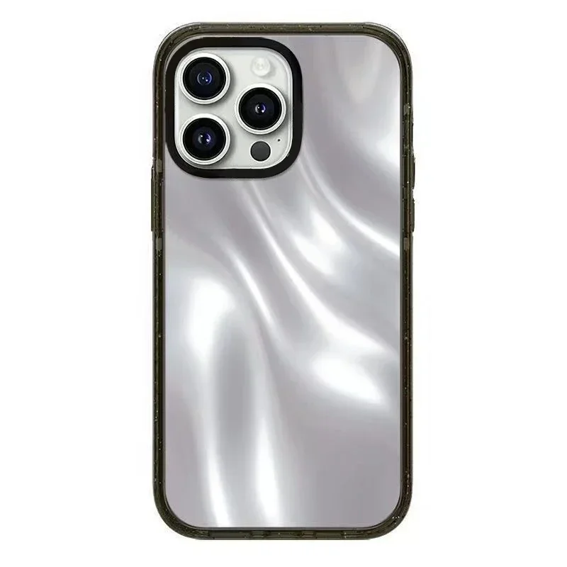 

2.0 Acrylic Silver Soft Metal Pattern Phone Case Cover for IPhone 11 12 13 14 15 Pro Max Case