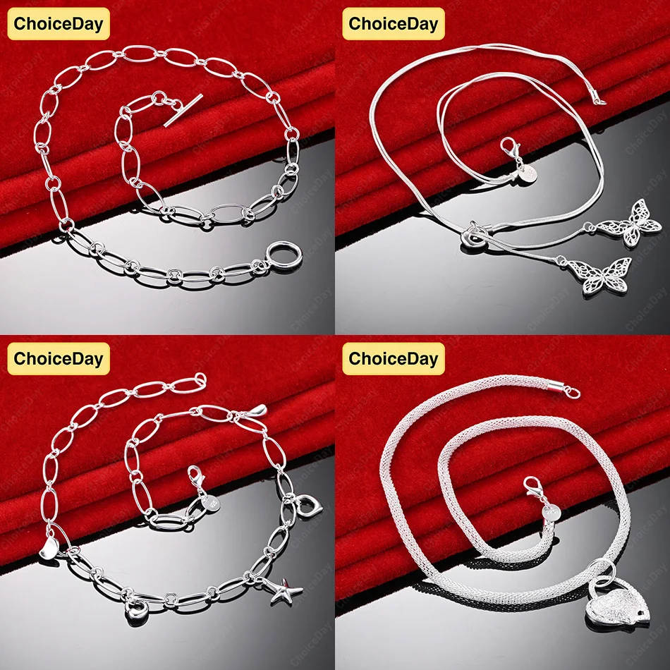 

ChoiceDay 925 Sterling Silver Delicate Butterfly Heart Pendant Necklace Women's Party Gift Jewelry Accessories Wedding