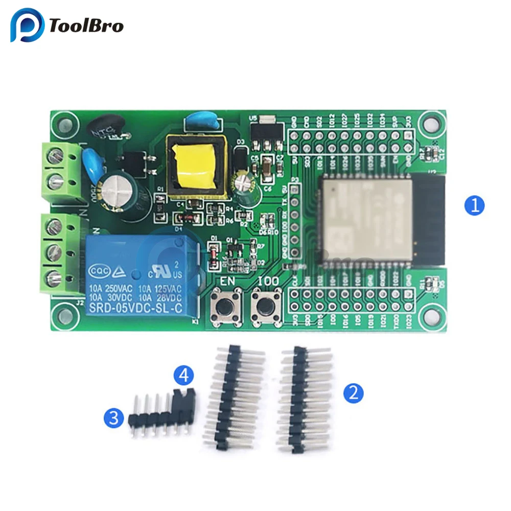 ESP32 Relay Wifi Relay Board Single Relay Module AC Powered Development Board I/O Port UART Program DownloadPort 4M Byte Flash