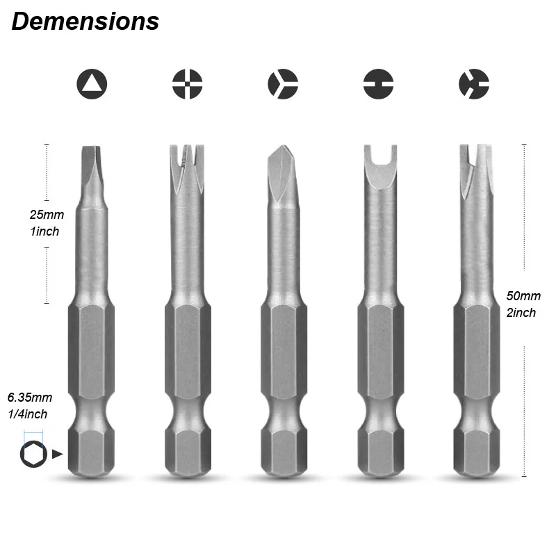 Precision Y U Shaped Triangle Screwdriver Magnetic Bit 1/4in Inner Cross Three Points Screw Driver Security Tip For Power Drill