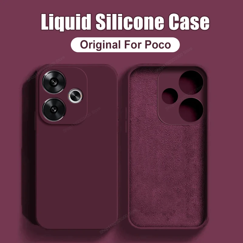 Luxury Original Liquid Silicone Case For Xiaomi Poco F6 F 6 Pro F6Pro PocoF6 Pro Soft Cases Shockproof Cover Xiaomi Accessories