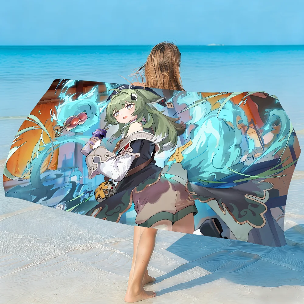 Honkai Star Rail Huohuo Towel Quick Dry Absorbent Beach Towel for Sports, Fitness, Swimming and Outdoor Activities