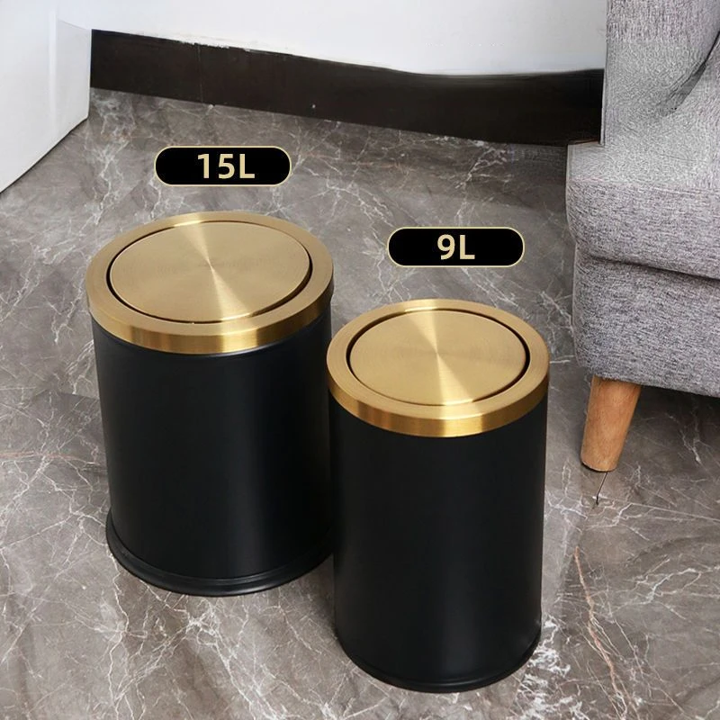 Light Luxury Waste Bucket Stainless Steel Waterproof Household Cleaning Tools Garbage Bin Kitchen Bathroom Living Room Dustbin