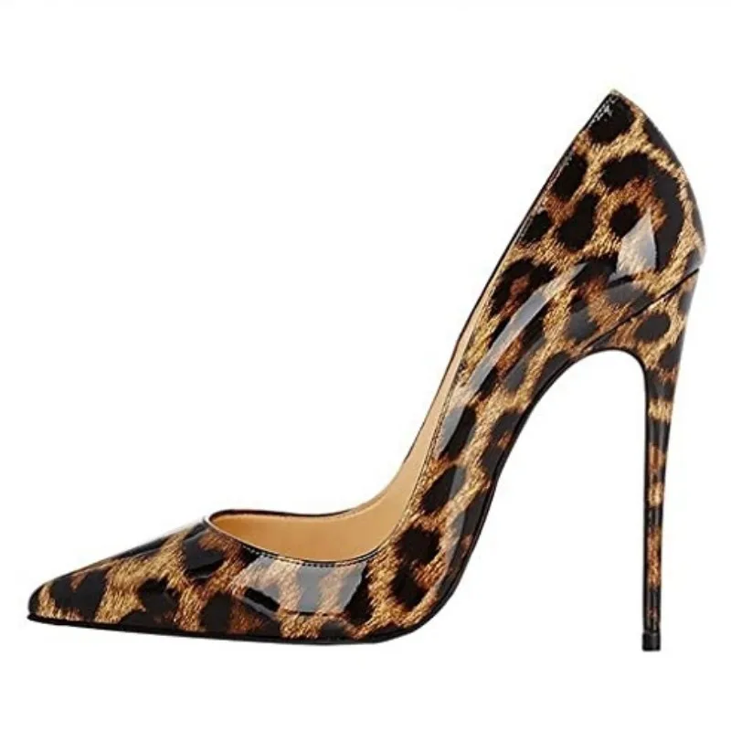 DIZHUANG shoes Sexy women's high heels. About 11cm heel height. Pointed toe high-heeled shoes. Leopard print single shoes. 34-46