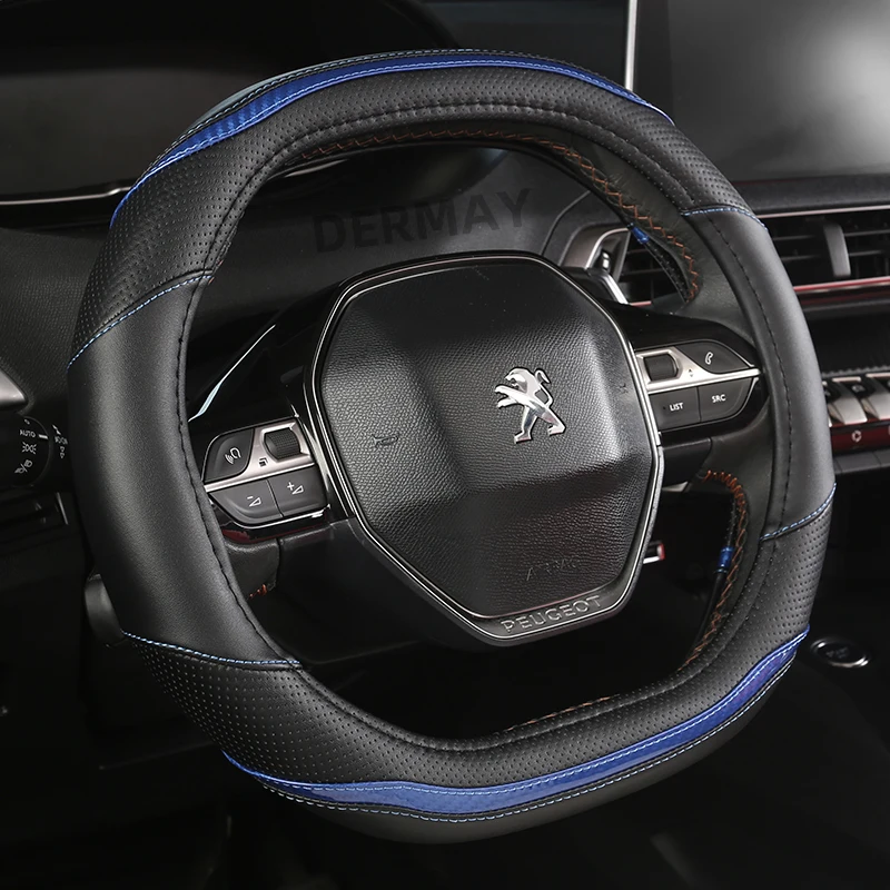 for Peugeot 3008 4008 5008 Car Steering Wheel Cover Carbon Fibre + PU Leather Auto Accessories interior Coche