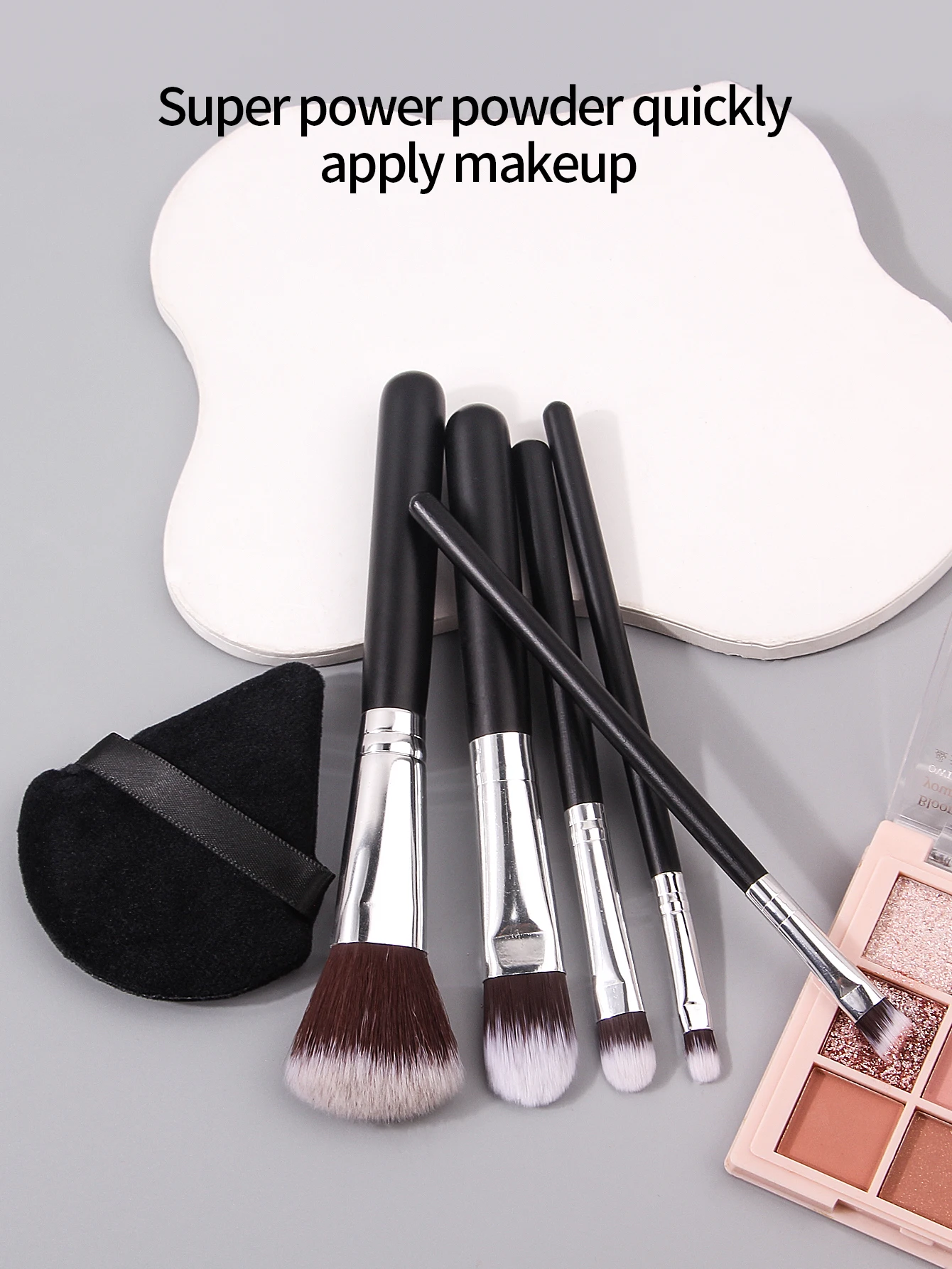 9PCS Makeup brush set, loose powder brush, eyeshadow brush, makeup set brush + non-sticking powder sponge egg powder puff