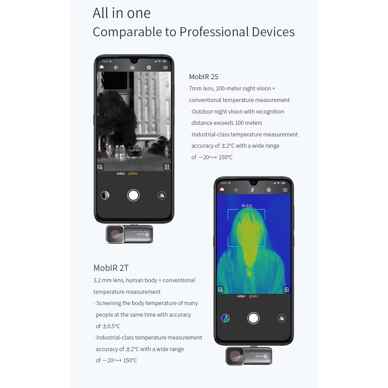 Mobir 2S/2T Android phone type-c infrared thermal imager 256x192