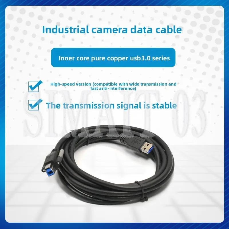 USB 3.0 Industrial Camera Cable | A to B with Locking Screws for Machine Vision & Printer