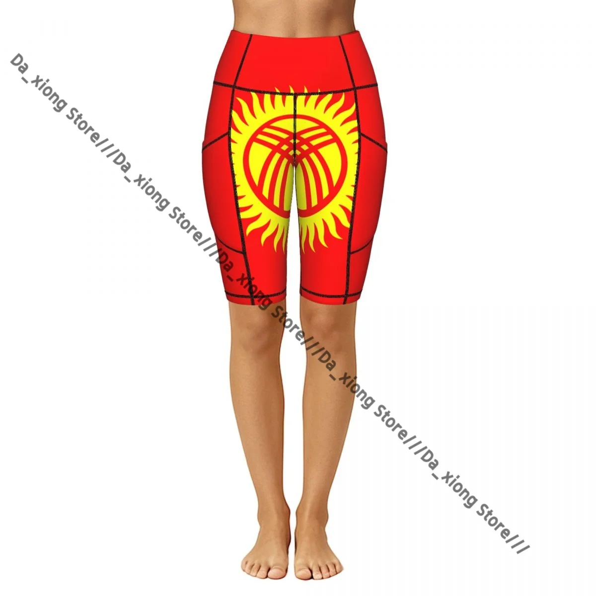 Female Hip Lift Yoga Shorts Flag Of Kyrgyzstan Daily Wear Fitness Active Pants