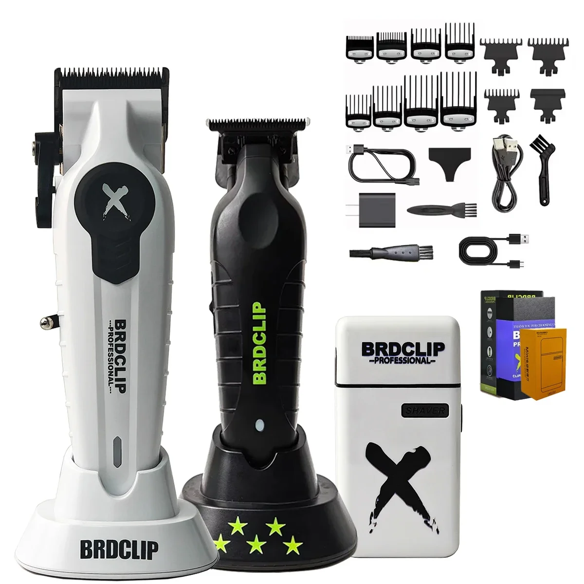 المهنية BRDCLIP المقص الكهربائي اللاسلكي FA1C BL1T FK701 مجموعة بيضاء 8800/7800/7000 دورة في الدقيقة DLC تتلاشى شفرة الرجال مجموعة الحلاق