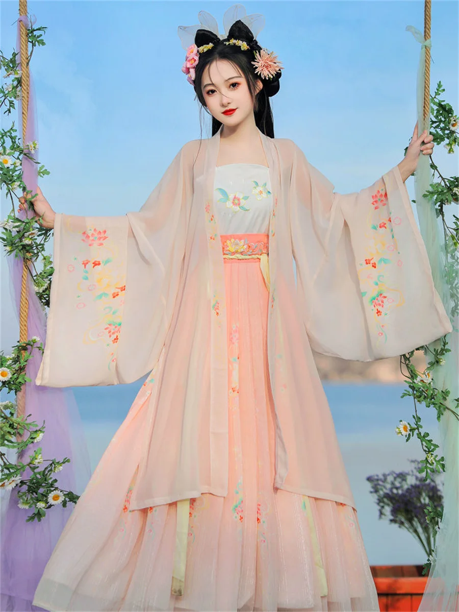 

Chinese Hanfu Female Style Ancient Tang Ming Women Costume Elegant Skirt Girl Retro Stage Performance Clothing Ancient