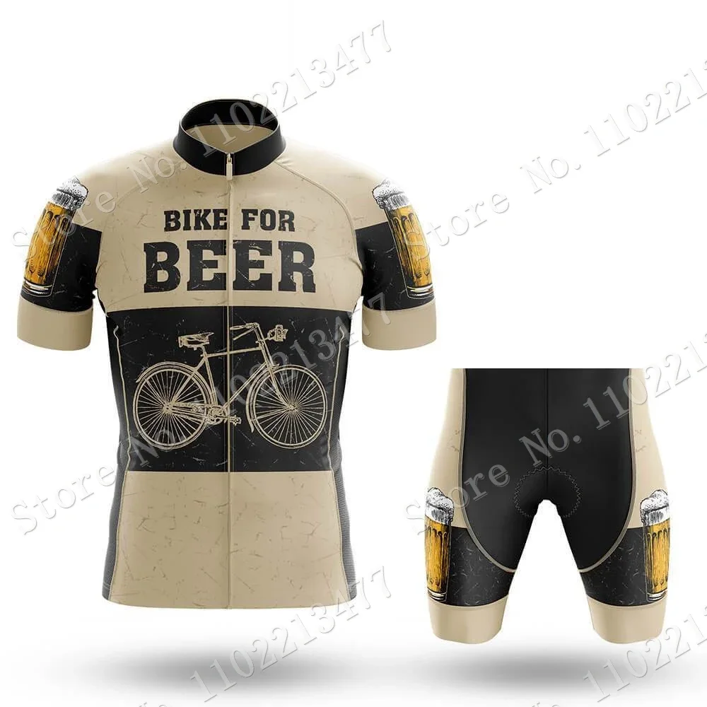 Retro Beer Cycling Jersey 2024 Set Red Blue Riding Club Vintage Clothing Summer Road Bike Shirts Suit Bicycle Bib Shorts MTB