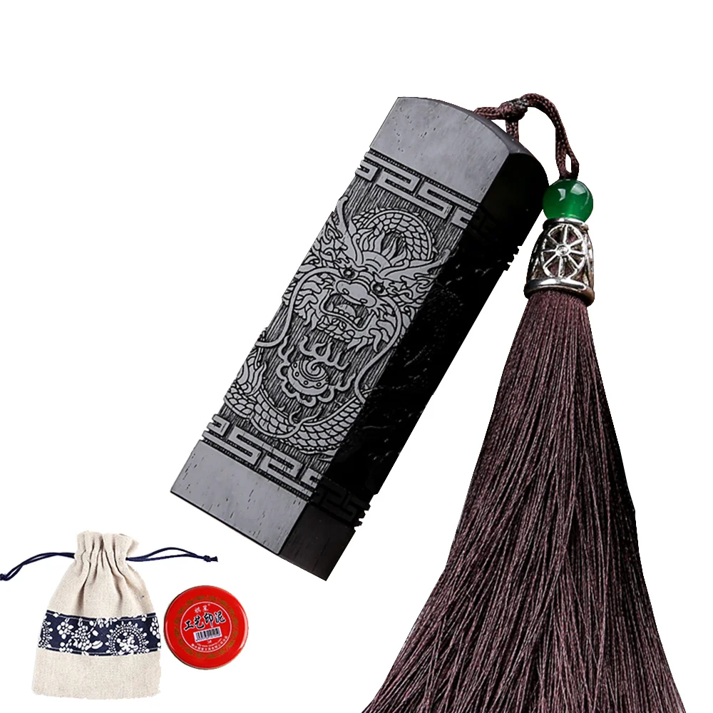 

Штамп на заказ: Дракон и Феникс, парные штампы-печати, из цельного дерева, для имен, каллиграфии, рисования, подарок для учителя китайского языка, школьный подарок, в футляре