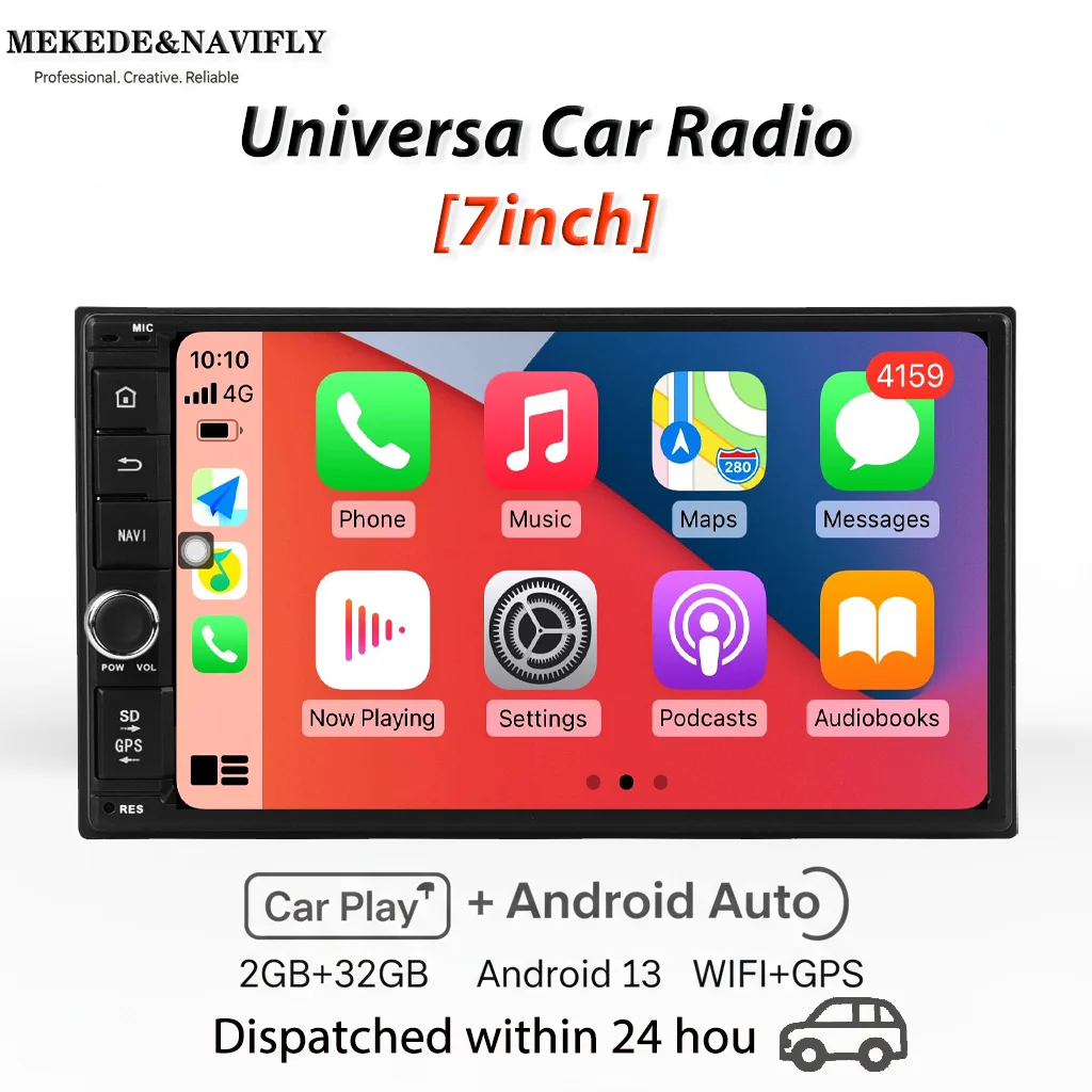 

7" Wireless CarPlay GPS Stereo Car Radio For Nissan Honda Toyota VW Universal 2 Din Central Multimedia Players Smart Car systems