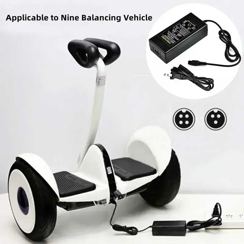 3/4-hole Xiaomi No.9 Balance Bike Power Adapter  Black 63V 1.1A Electric Scooter Accessories US/ EU/ UK Plug for Lithium Battery