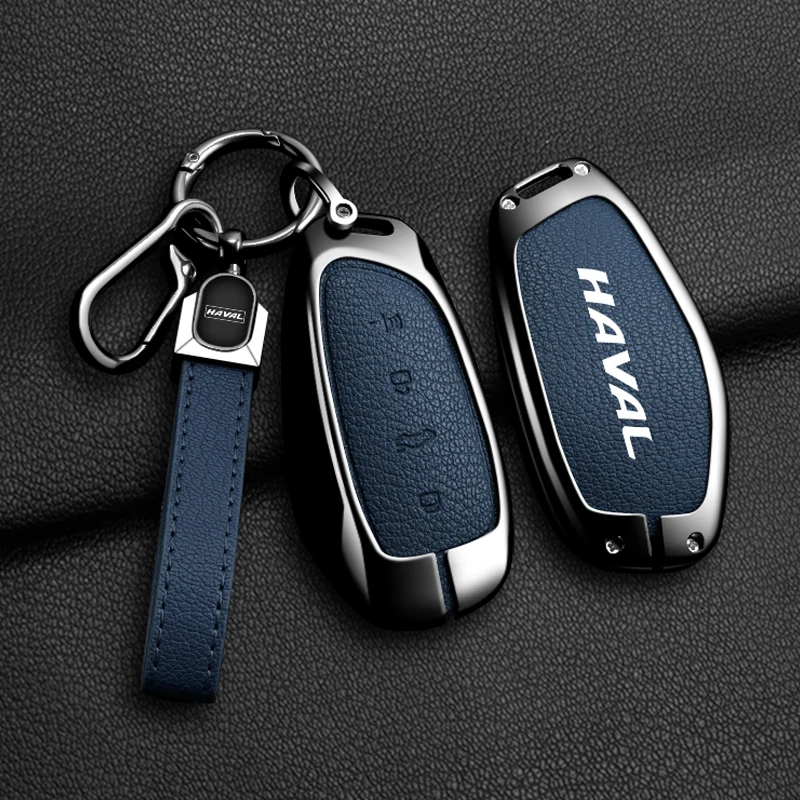 New Goatskin Grain Zinc Alloy Car Key Case Cover For Haval H6 H7 H4 H9 F5 F7 H2S F7X Auto Holder Shell Fob Keychain Accessories