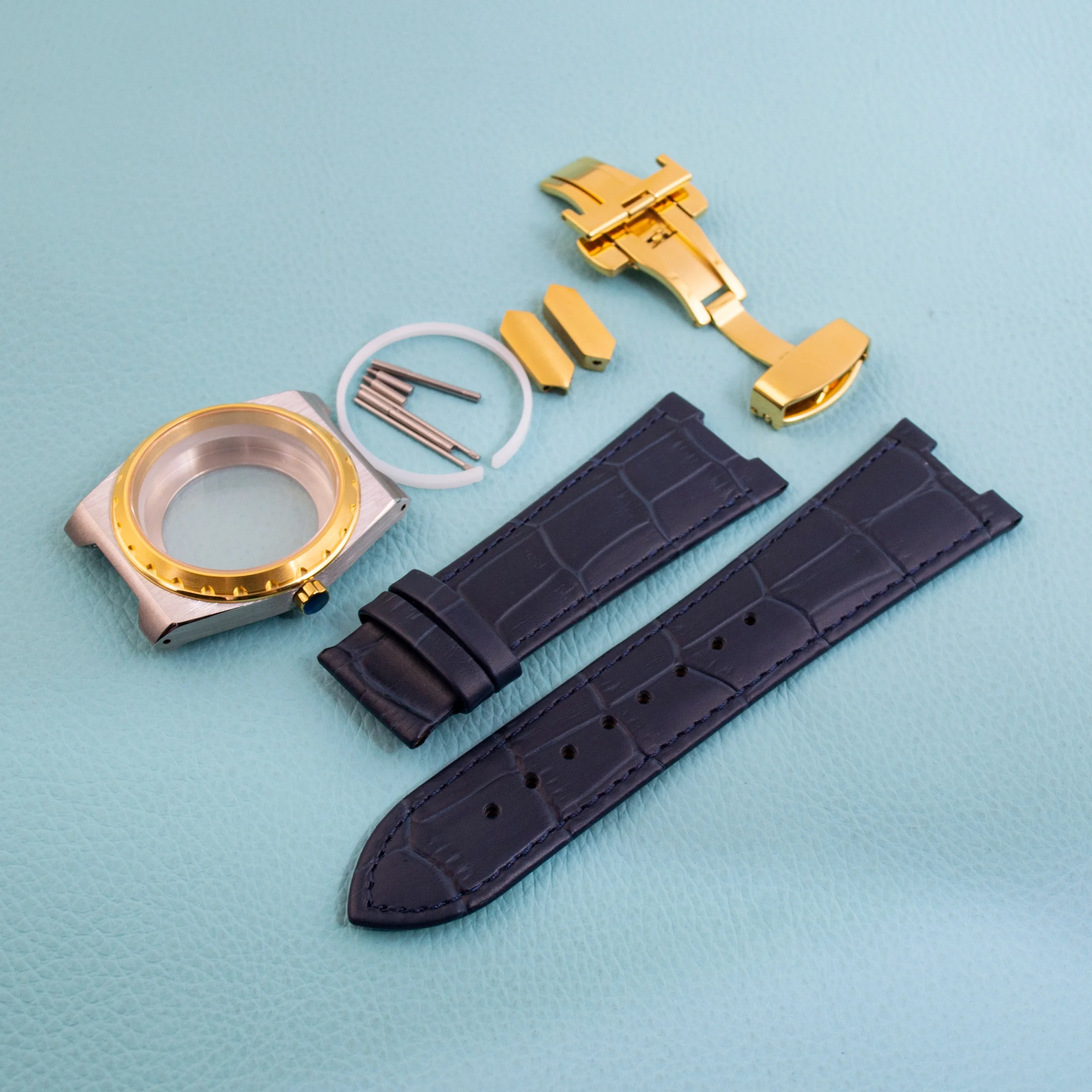 

37mm Watch Case Stainless Steel Rose NH35 Case Genuine Leather Strap Sapphire Glass VC222 Watch Case fit NH35 NH36 Movement