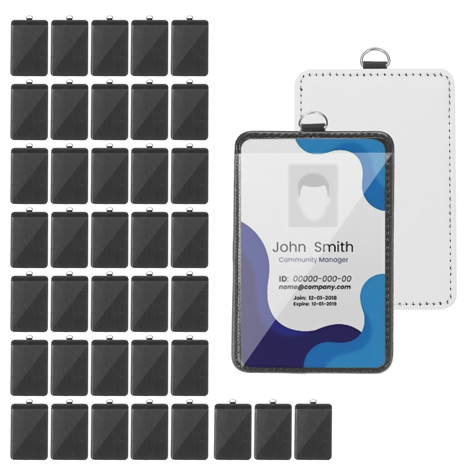 40/100PCS PU Leather ID Badge Holder Business Pass Work Card Cover Case ID Card Holder Sleeve Working Permit Case