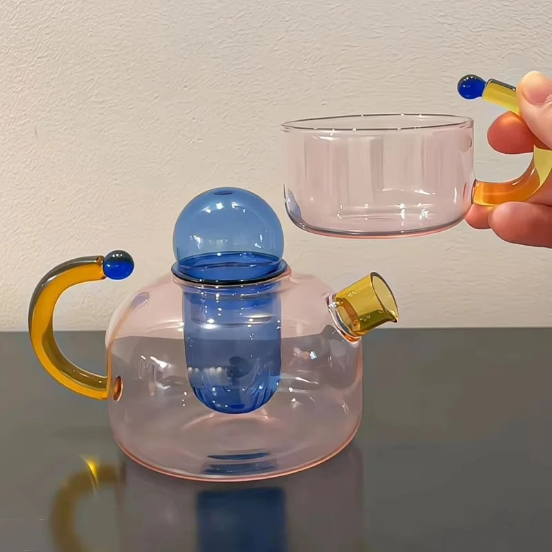 

Multicolored High Temperature Resistant Glass Cup Tea Water Separation Filtration Small Bubble Teapot Electric Ceramic Stove