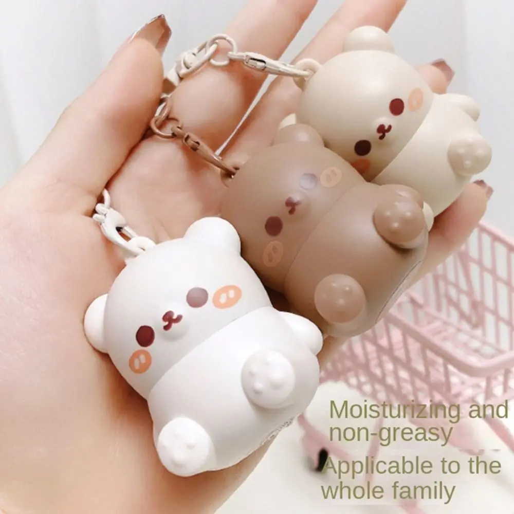 Cute Cartoon Lip Gloss Rabbit Shape with Key Chain Lipstick Long Lasting Bear Shaped Lip Balm Students