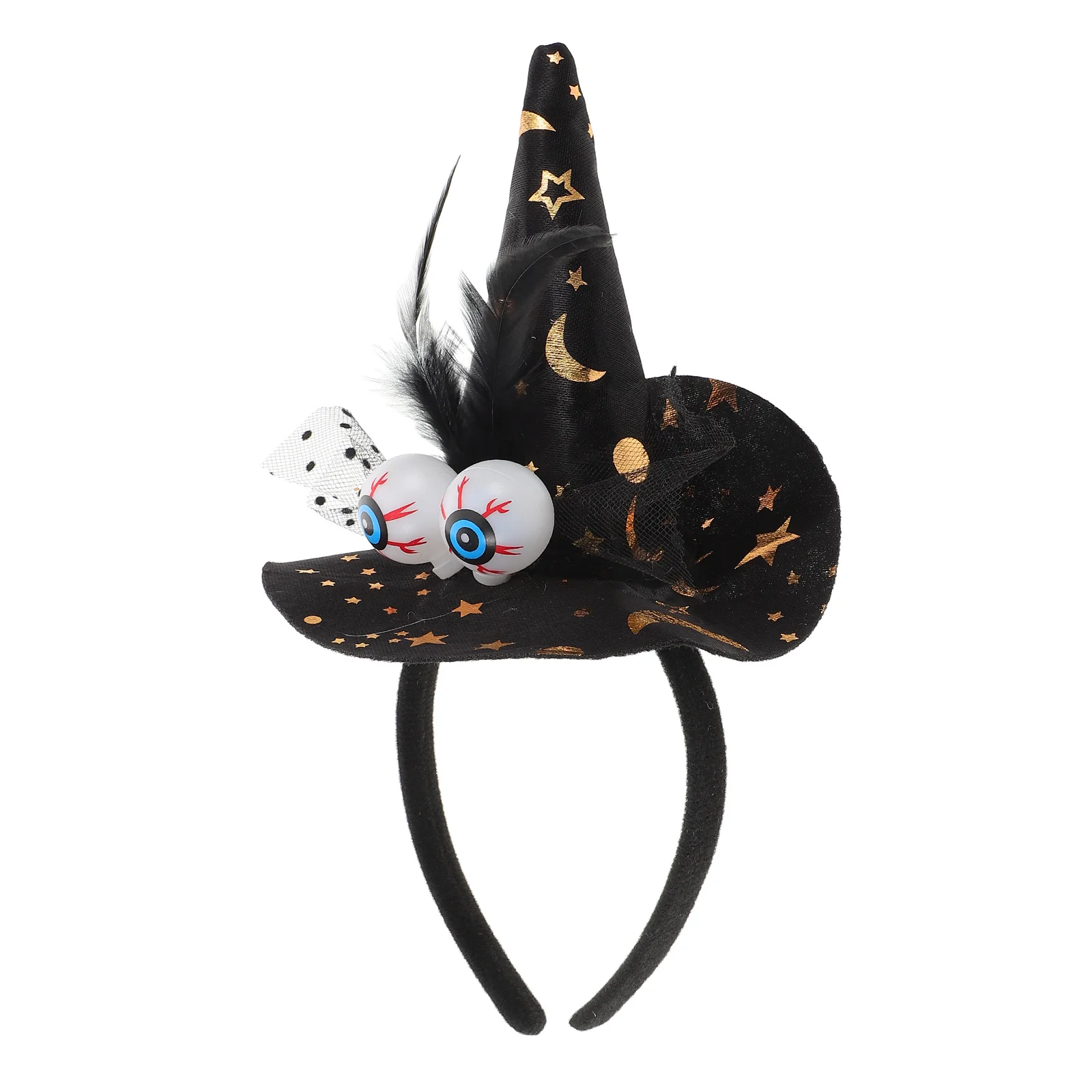Halloween Witch Hat Headband Lace Eyeball Hair Hoop Spooky Halloween Costume Party Masquerade Cosplay Accessories