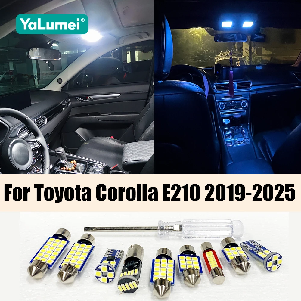 

Для Toyota Corolla E210 2019-2025: Комплект из 11 светодиодных ламп для салона и багажника, аксессуары