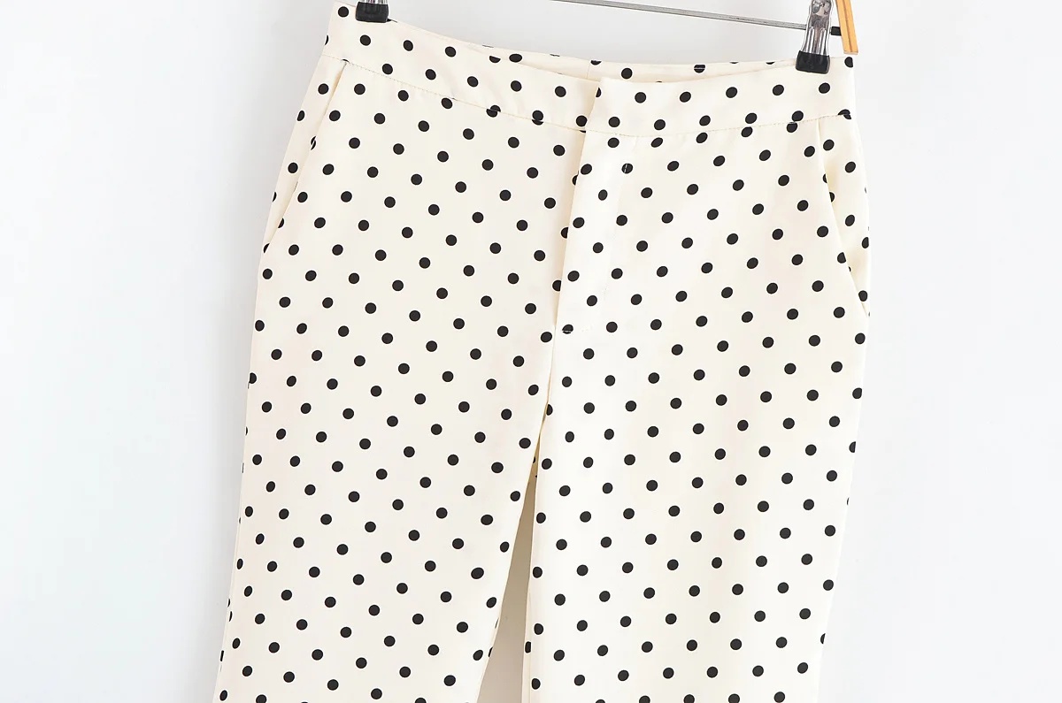 กางเกงขายาวทรงตรงลายจุดแฟชั่นลำลองใหม่สำหรับผู้หญิง ฤดูใบไม้ร่วง ปี 2025