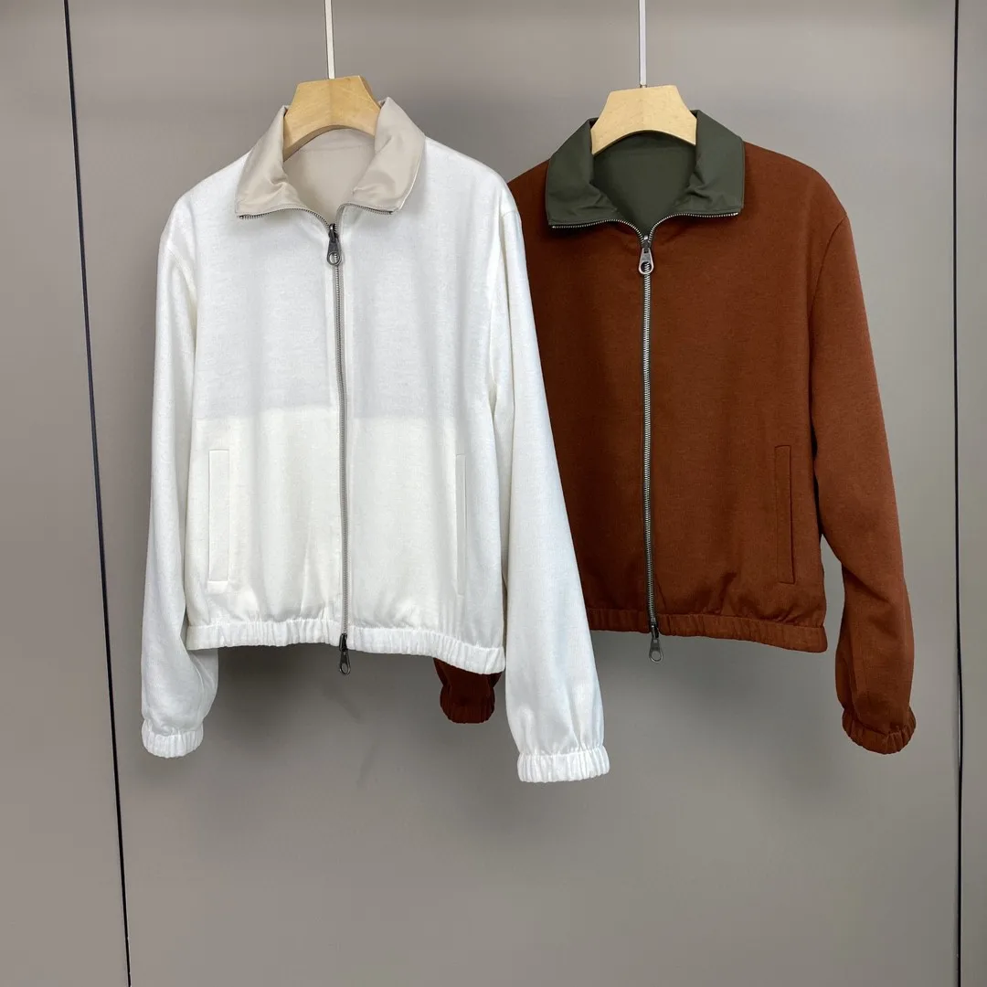 Chaqueta Reversible de manga larga para mujer, abrigo holgado de mezcla de lana, cuello vuelto, Color sólido, Otoño e Invierno