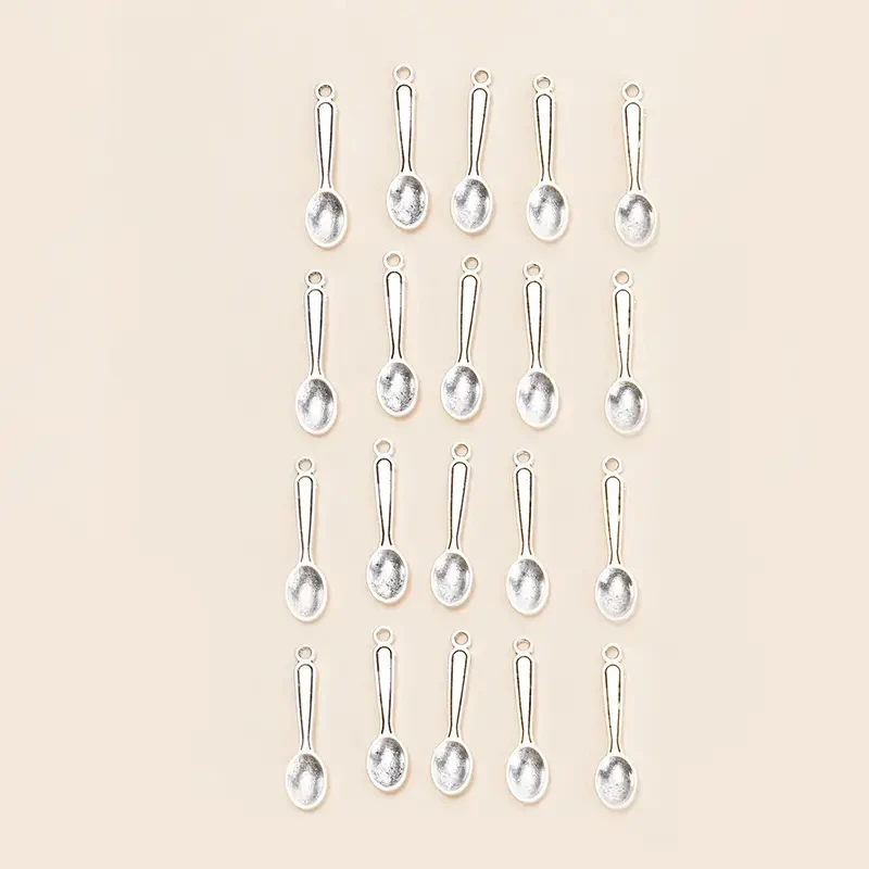 20pcs Silver Color Kitchen Cooking Spoon Charms For Women Men DIY Jewelry Making Accessories