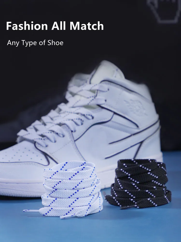 1 Pairs 2022 New Twill Two-Tone Laces AF1/AJ Shoelaces for Sneakers Basketball Shoes Sport Flat Shoelace 100/120/140CM Strings