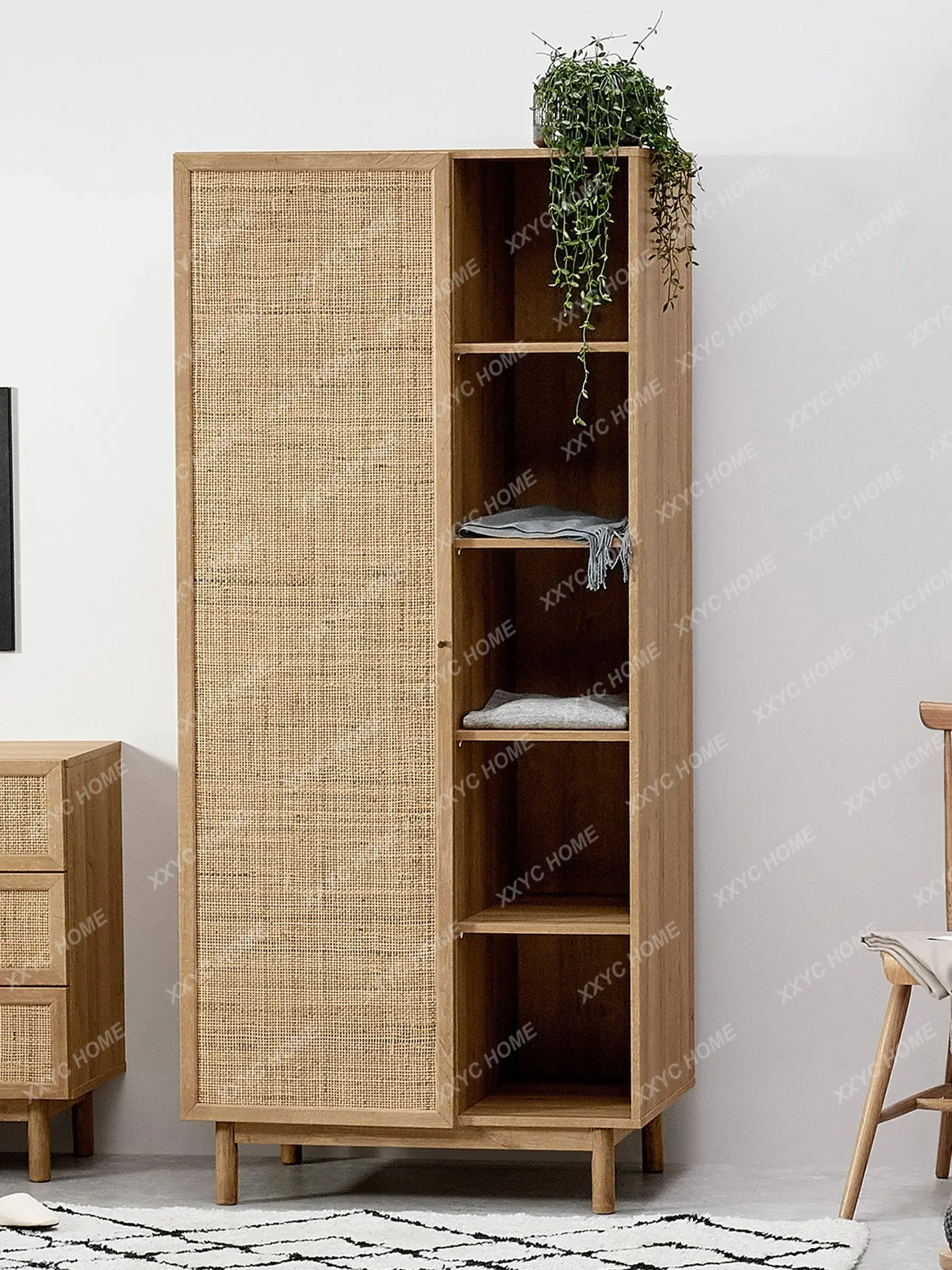 

HHhot Распродажа Многоцелевой деревянный шкаф для гостиной с плетеными дверцами из ротанга