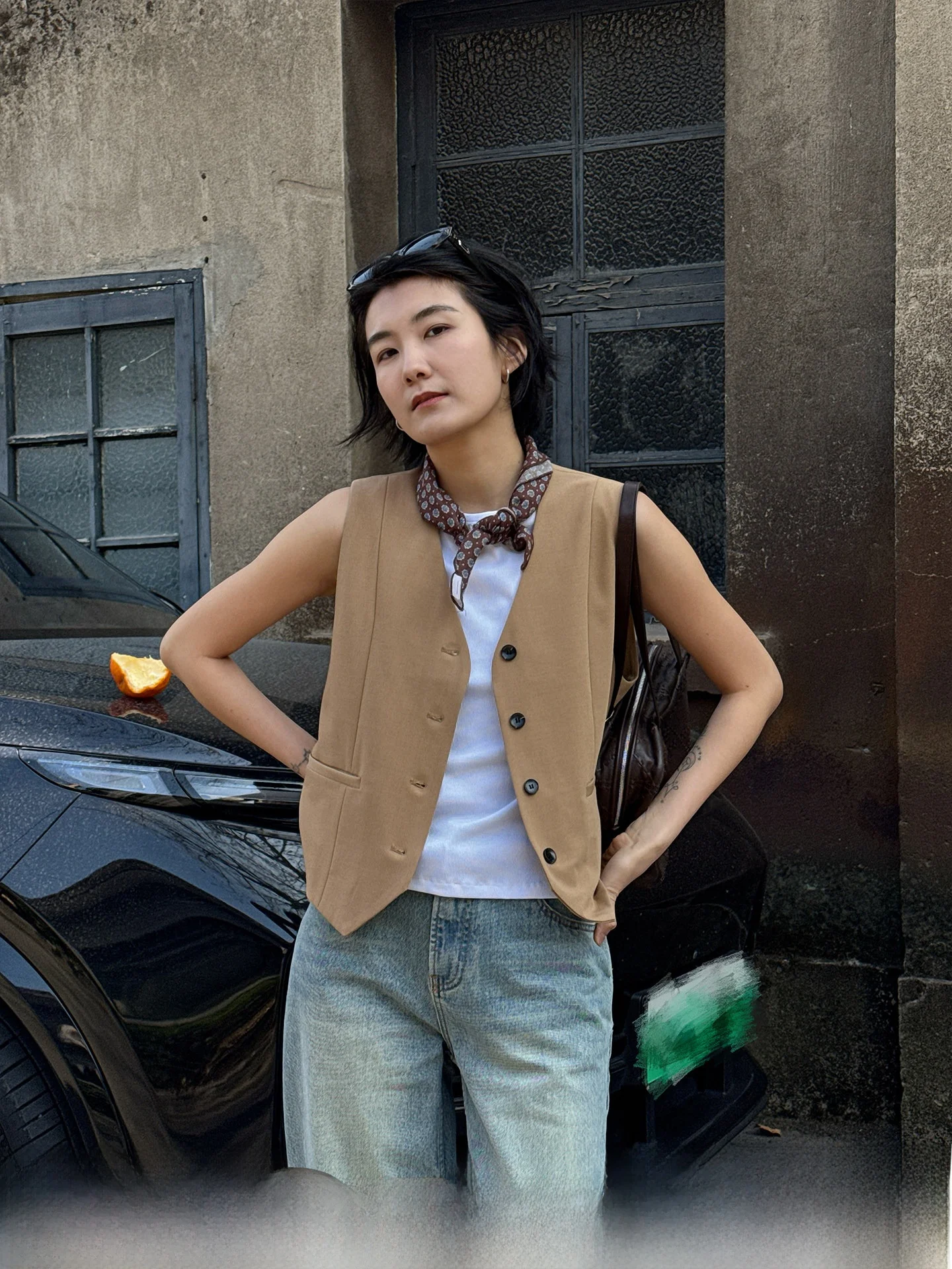 

Khaki V-neck Woolen Vest Women's Casual Jacket Langqing New 2026 Spring Summer Fashion Commute Style Standard Fit Single Button