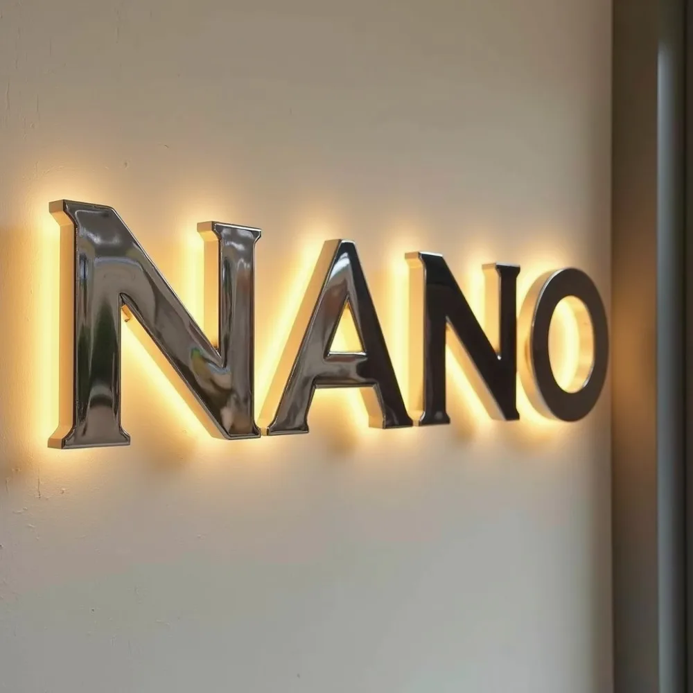 ป้ายตัวอักษรเรืองแสงโลหะ 3D แบบกําหนดเองสําหรับหน้าร้านธุรกิจกลางแจ้งป้ายโฆษณาไฟ LED เรืองแสงกันน้ํา