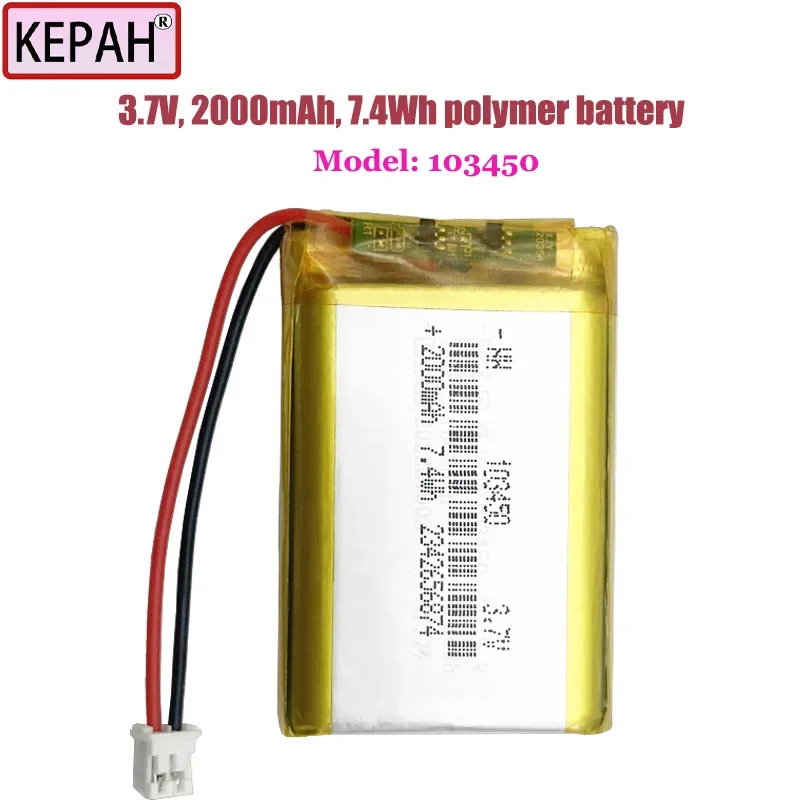 103450 3.7V 2000mAh Lipo polimerowa akumulator litowy do nawigacja GPS GPS MP5 z głośnikiem Bluetooth kamera e-book