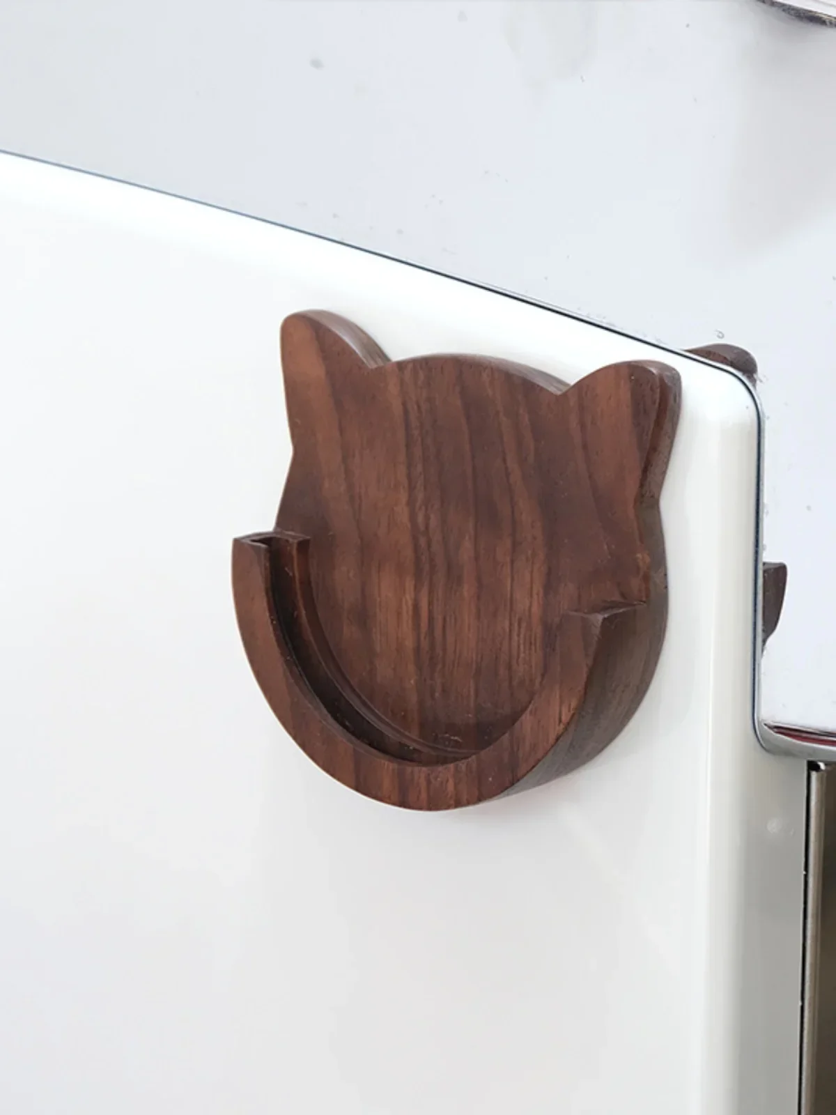 Handle Solid Wood Handle Wall-Mounted Storage Rack No Drilling Walnut Cat Cute Coffee Handle Organizer