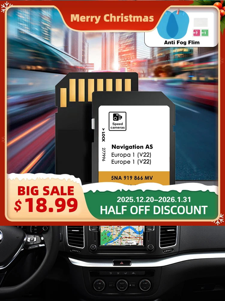 

SD GPS карты навигации Европа 2024 автомобильный Navi для VW AS V19 Sat Nav 32 ГБ MIB2 Бесплатная доставка и противотуманная пленка